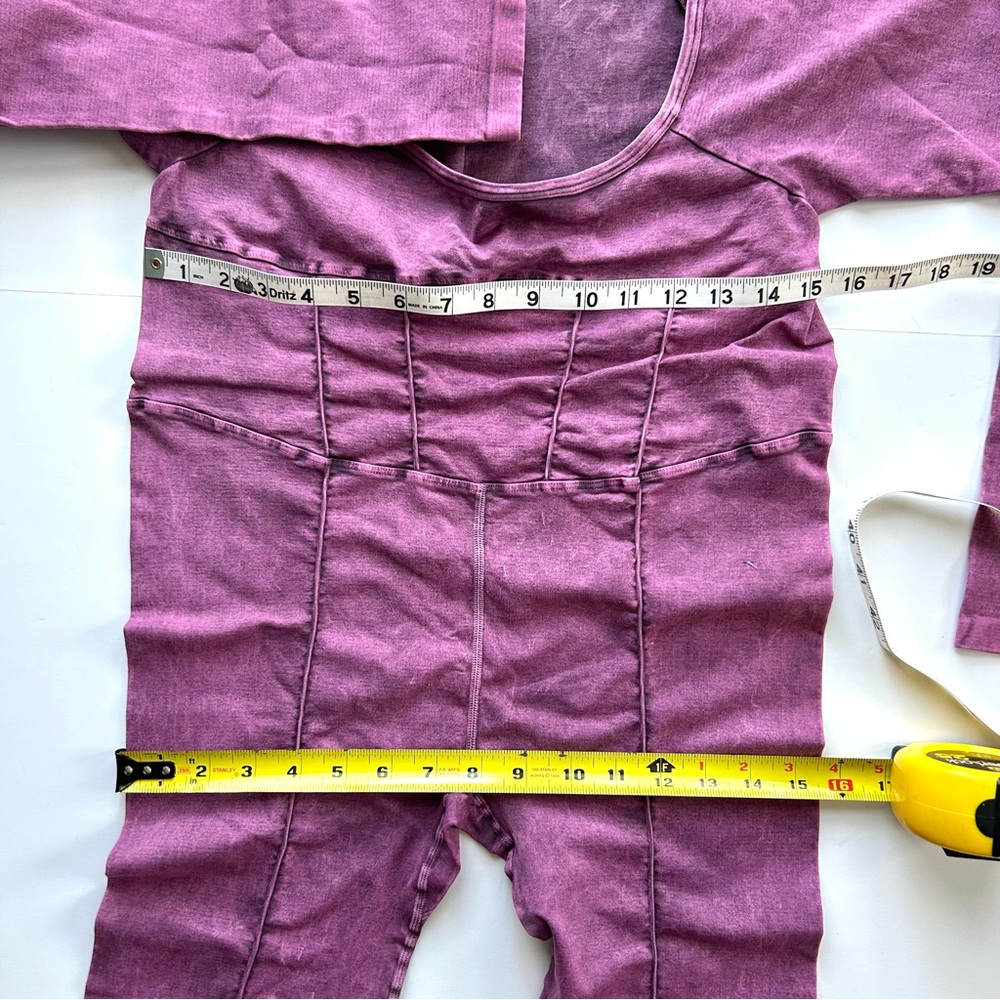 🍂NEW Free People Movement Good Karma Long Sleeve Onesie. Purple Acid Wash. M/L - Picture 13 of 16